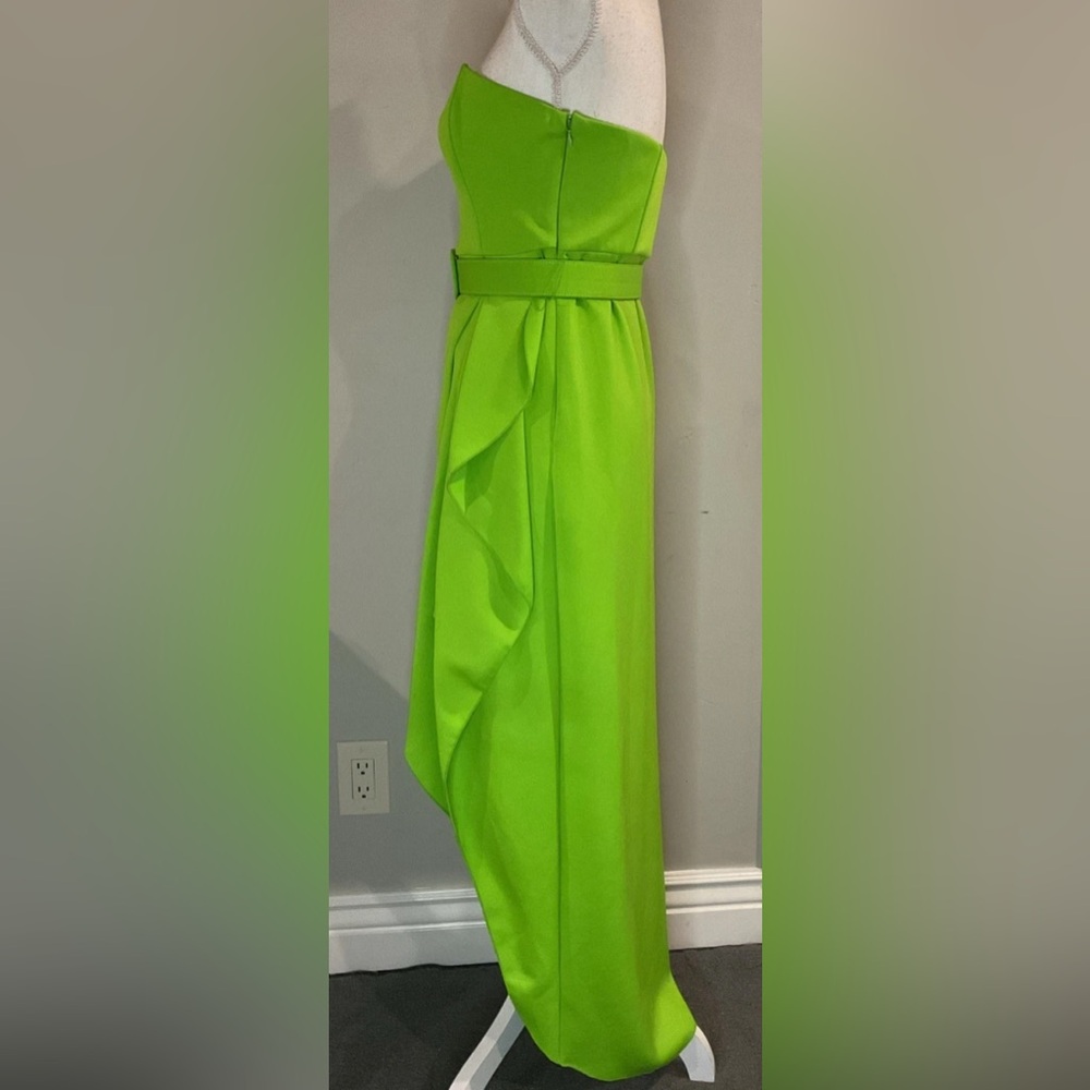 Badgley Mischka Strapless High-Slit Dress In Lime Green Sz 6 NWT - Picture 6 of 11